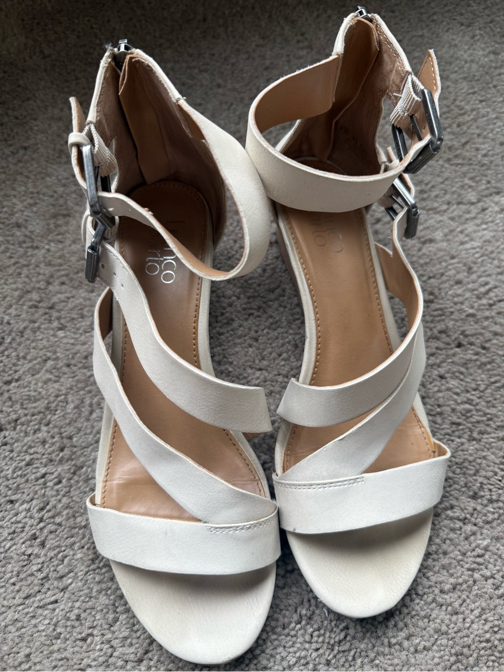 Franco Sarto Ivory Crisscross Ankle-Strap Heels